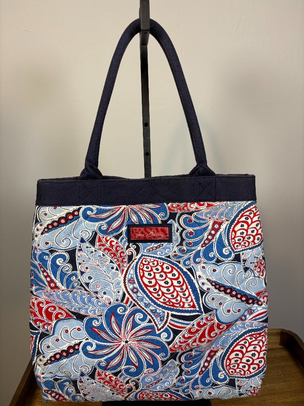 Vera Bradley Red White Blue Seaside Paisley Quilted Canvas Tote